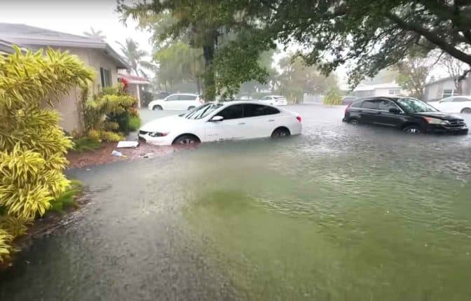 Flooded cars in hurricanes